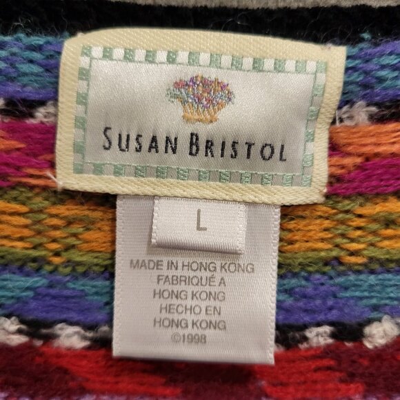 Vintage Susan Bristol Wool Blend Sweater Women Large Stripe Grandma Vest Cottage - Picture 3 of 6